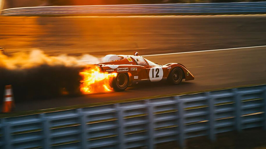 Ferrari 512M Rennwagen 1971 Brand Feuer Watkins Glen