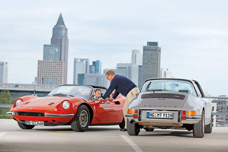 Ferrari Dino 246 GTS, Porsche 911 S Targa, Skyline