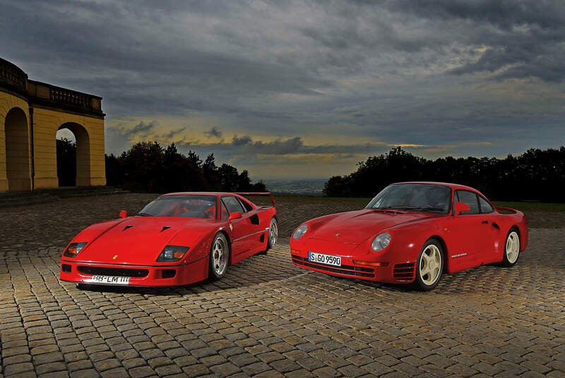 Ferrari F40, Porsche 959, Frontansicht