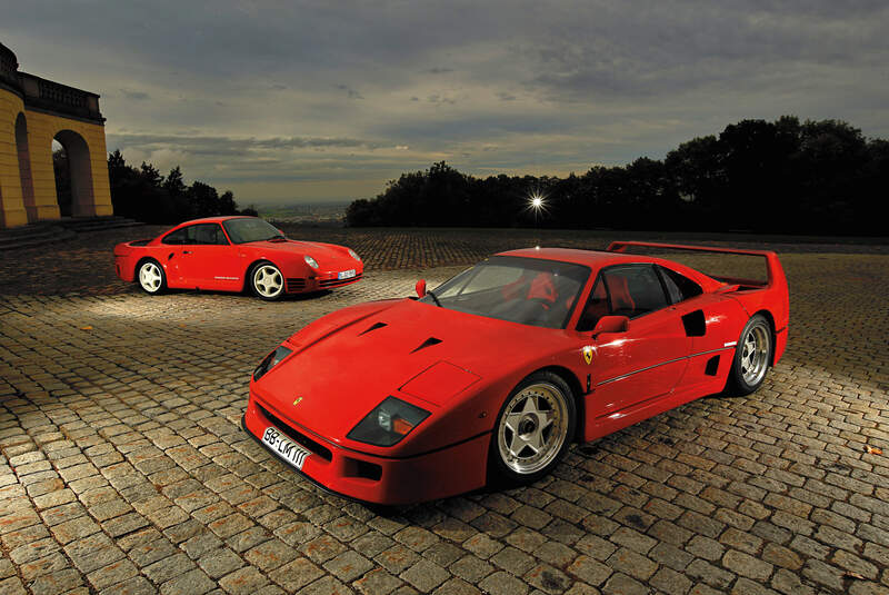 Ferrari F40, Porsche 959, Seitenansicht