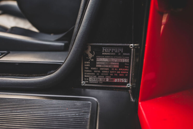 Ferrari Testarossa Monospeccio "Flying Mirror" (1986) Fahrgestell Nummer