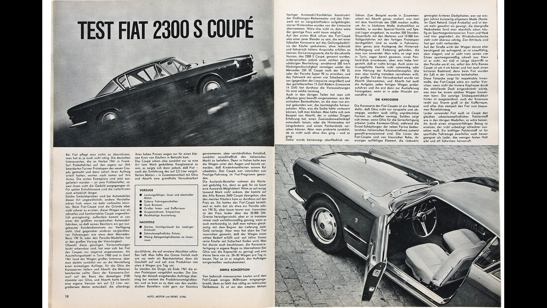 Fiat 2300 S Coupé, alter Testbericht