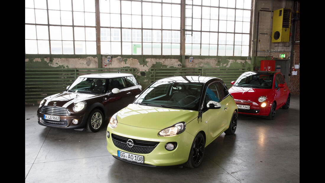 Fiat 500, Mini One, Opel Adam, Frontansicht