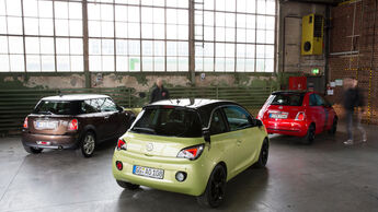 Fiat 500, Mini One, Opel Adam, Heckansicht