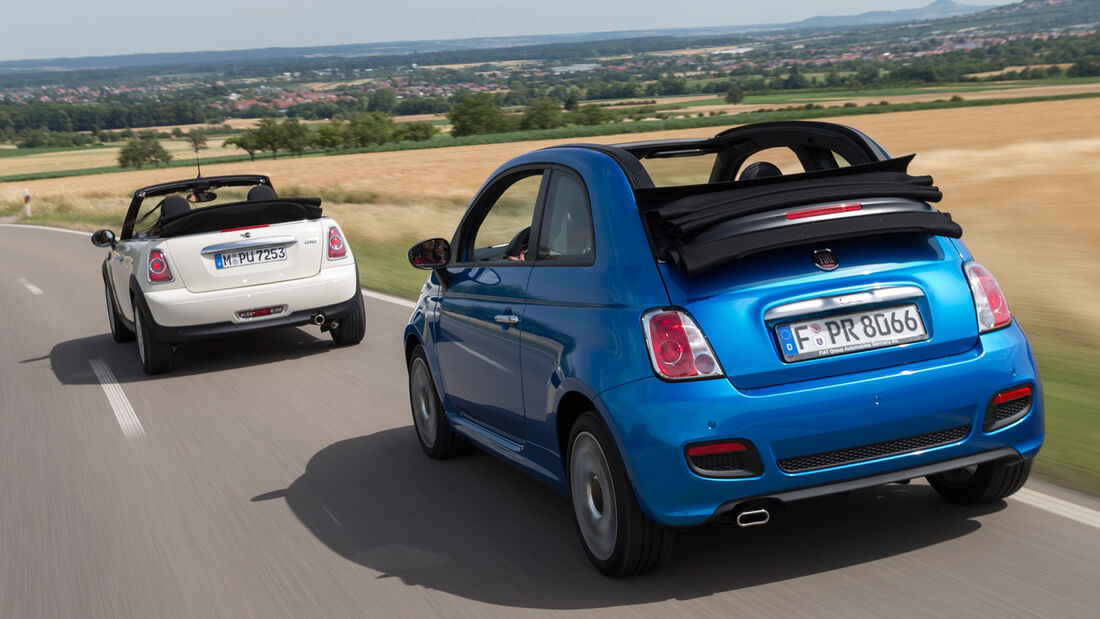 Fiat 500C, Mini One Cabrio, Heckansicht