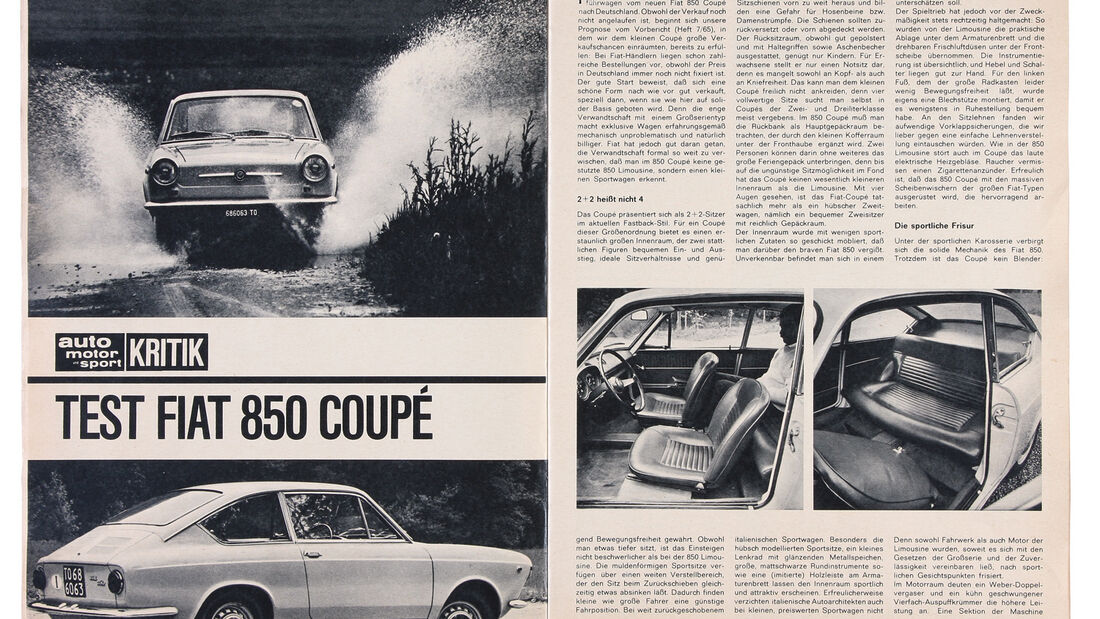 Fiat 850 Coupé, Alter Artikel