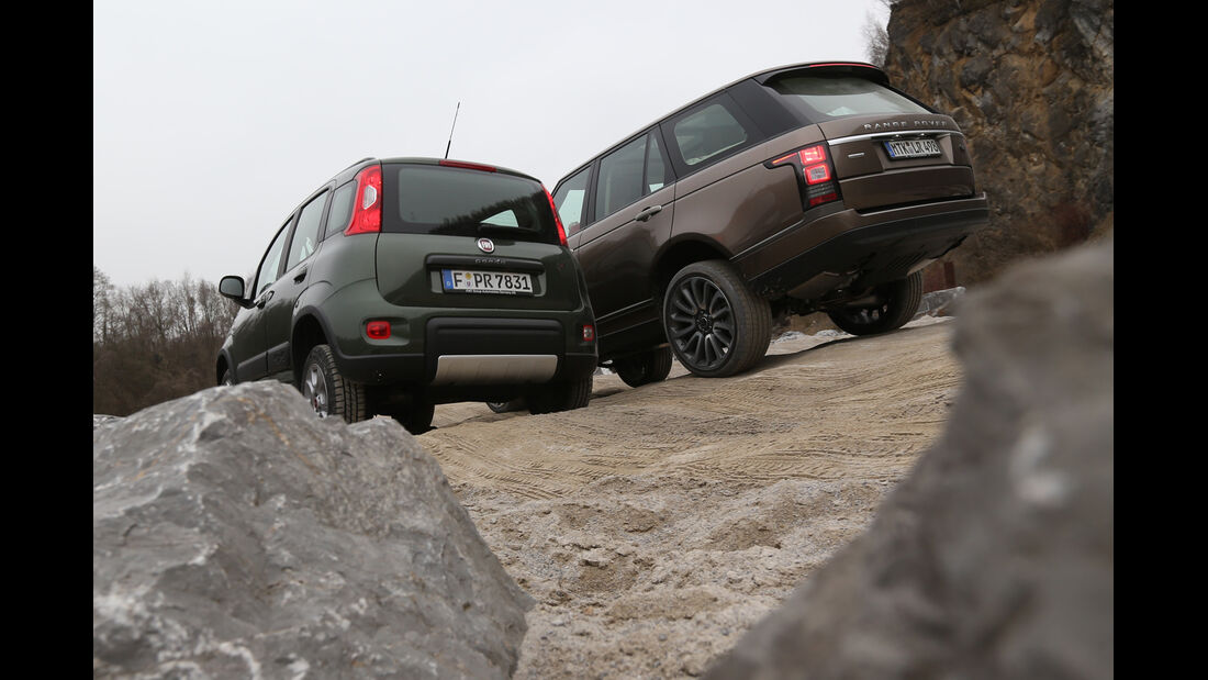 Fiat Panda 4x4, Range Rover, Heckansicht