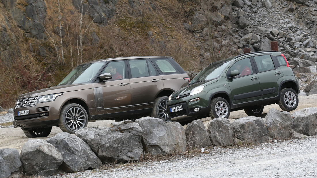 Fiat Panda 4x4, Range Rover, Seitenansicht