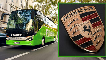 Flixbus Setra Porsche-Wappen Collage