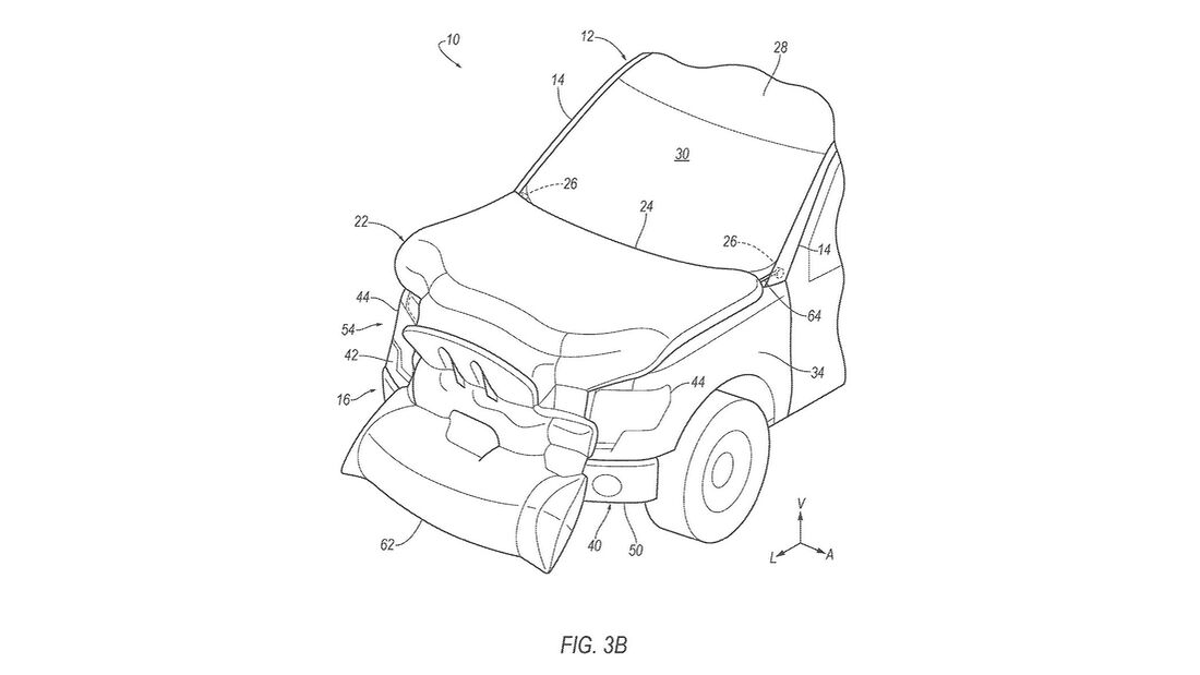 Ford-Airbag-Patent: Luftsack für die Fahrzeugfront