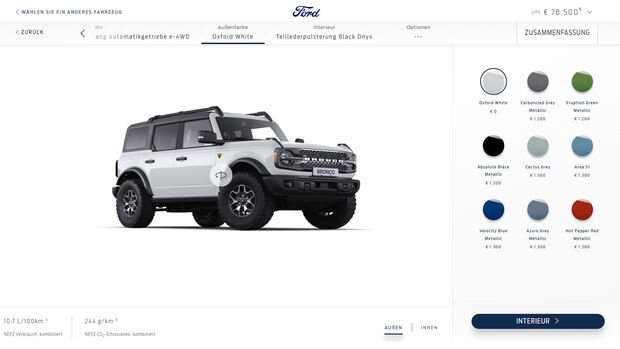 Ford Bronco 2023 Konfigurator