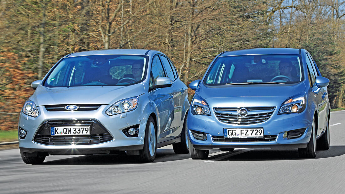 Ford C-MAX 2.0 TDCi, Opel Meriva 1.6 CDTI, Frontansicht
