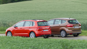 Ford C-Max 1.6 Ecoboost, VW Golf Sportsvan 1.4 TSI, Heckansicht