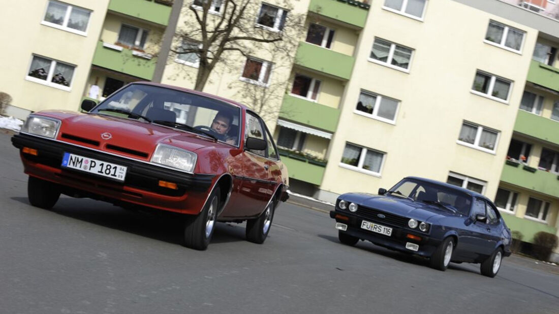 Ford Capri 2.3 S (Capri 78), Baujahr 1984; Opel Manta 2.0 L, Baujahr 1980