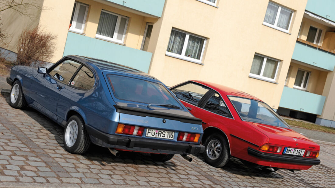 Ford Capri 2.3 S (Capri 78), Baujahr 1984; Opel Manta 2.0 L, Baujahr 1980