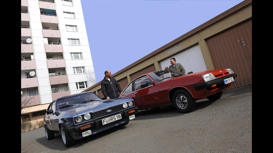 Ford Capri 2.3 S (Capri 78), Baujahr 1984; Opel Manta 2.0 L, Baujahr 1980