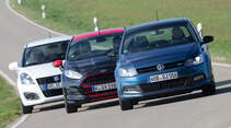 Ford Fiesta Black Edition, Suzuki Swift Sport, VW Polo Blue GT, Frontansicht