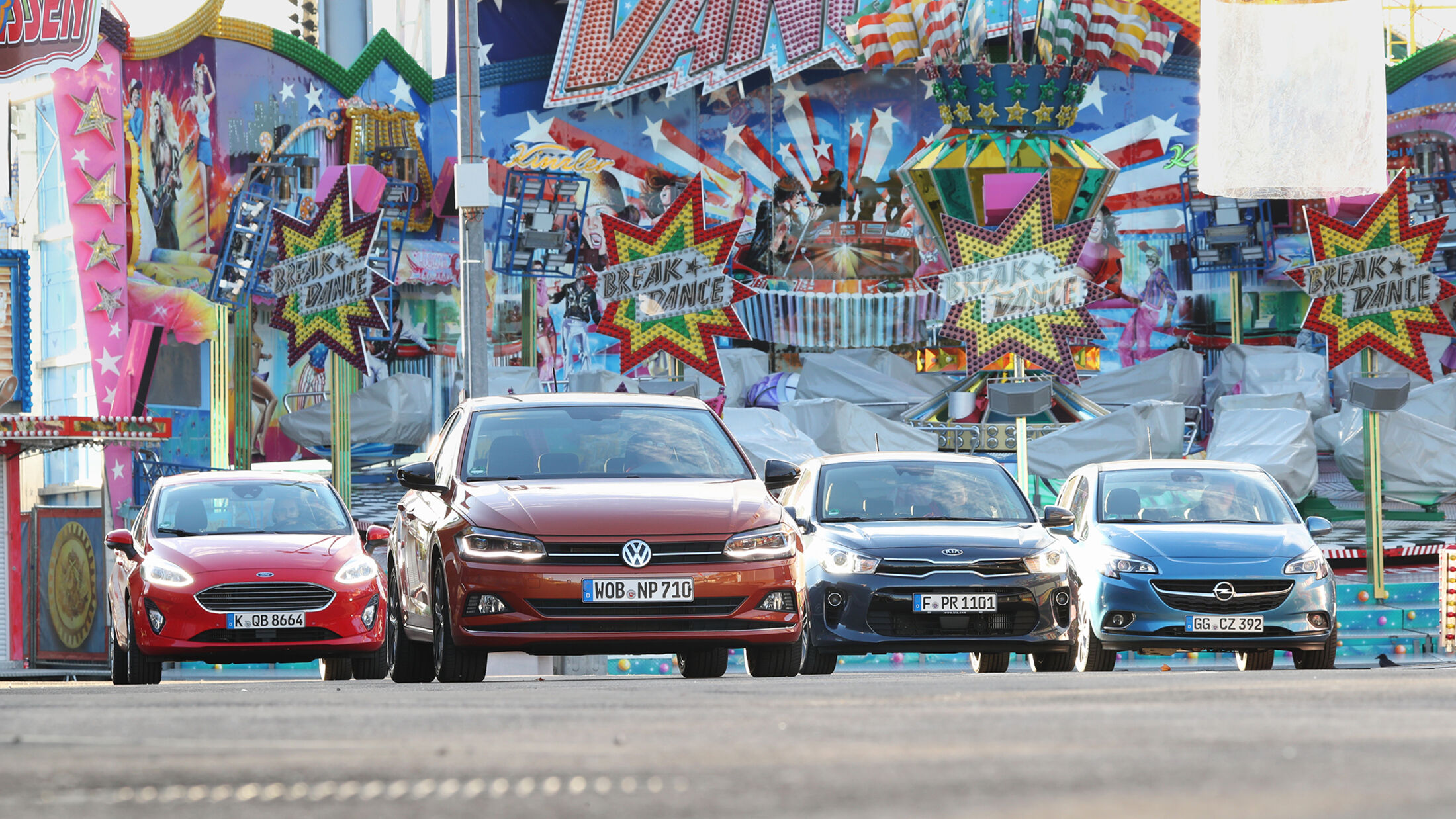 Ford Fiesta, Kia Rio, Opel Corsa und VW Polo im Vergleichstest