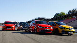 Ford Fiesta ST, Peugeot 208 GTI, Renault Clio R.S, VW Polo GTI, Frontansicht