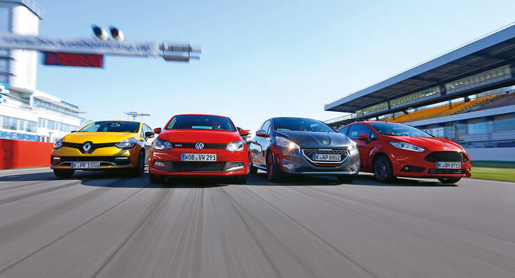Ford Fiesta ST, Peugeot 208 GTI, Renault Clio R.S, VW Polo GTI, Frontansicht