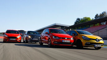 Ford Fiesta ST, Peugeot 208 GTI, Renault Clio R.S, VW Polo GTI, Frontansicht