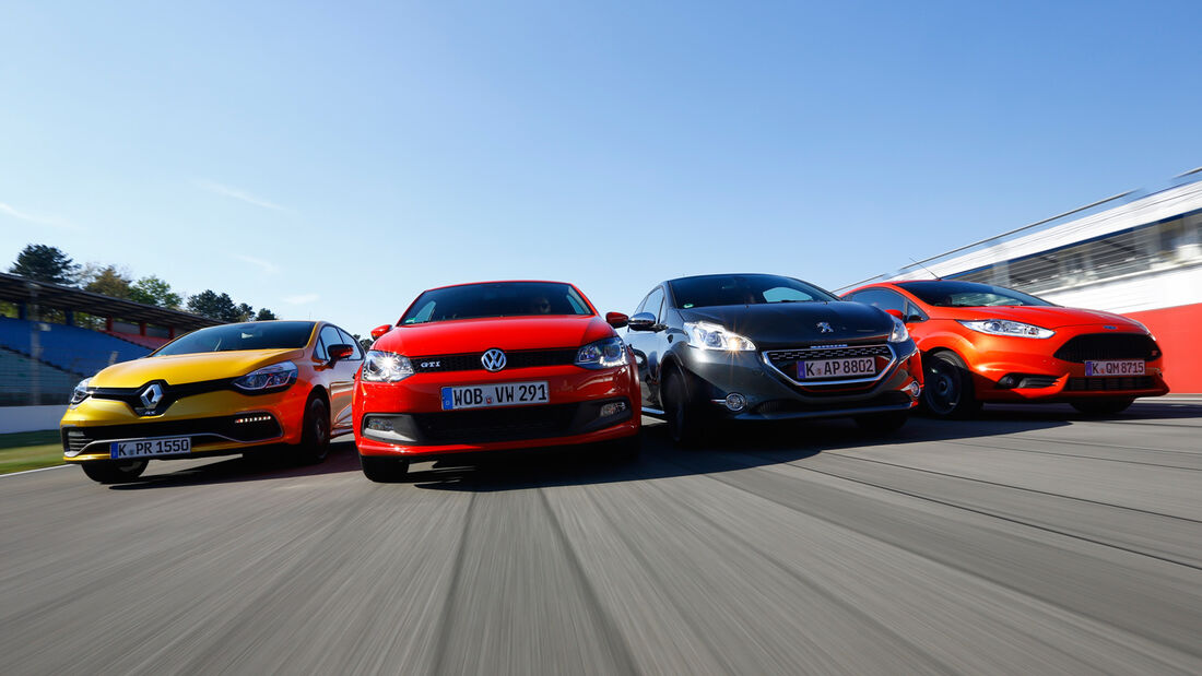 Ford Fiesta ST, Peugeot 208 GTi, Renault Clio RS, VW Polo GTI, Frontansicht