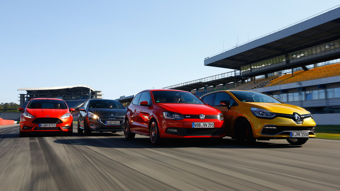 Ford Fiesta ST, Peugeot 208 GTi, Renault Clio RS, VW Polo GTI, Frontansicht