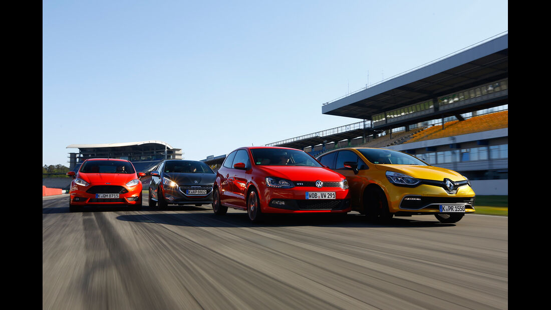 Ford Fiesta ST, Peugeot 208 GTi, Renault Clio RS, VW Polo GTI, Frontansicht