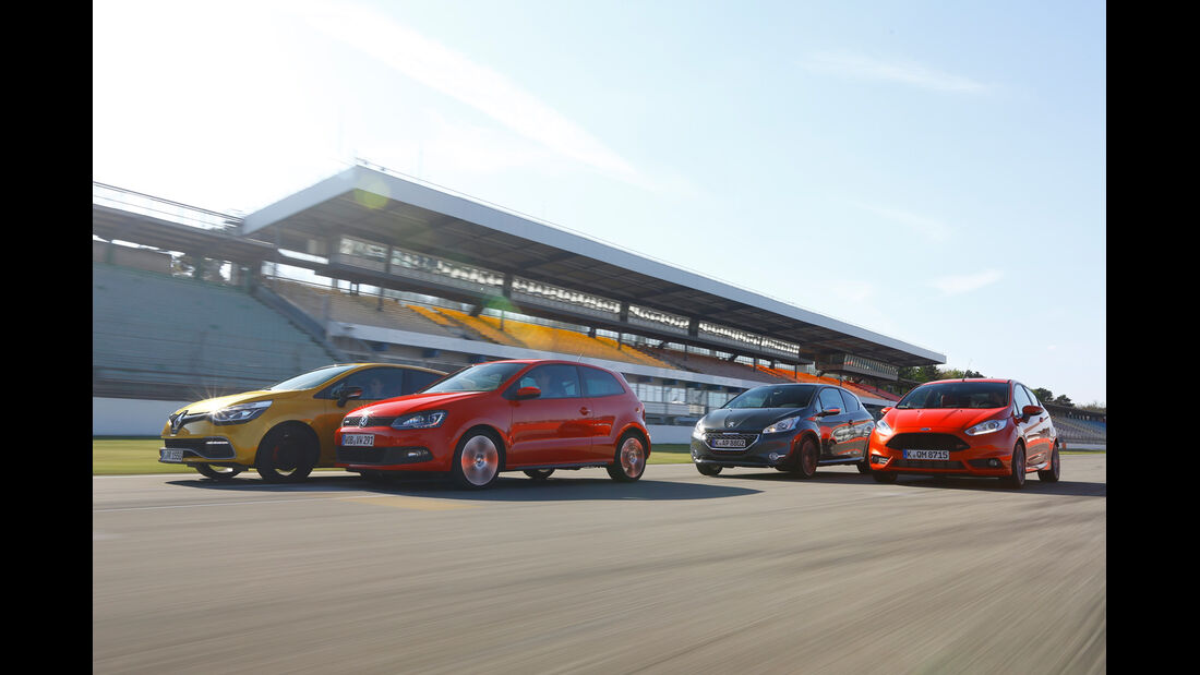 Ford Fiesta ST, Peugeot 208 GTi, Renault Clio RS, VW Polo GTI, Seitenansicht