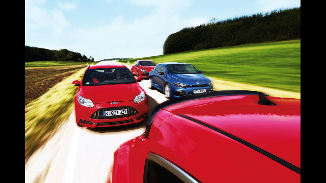 Ford Focus ST, Opel Astra OPC, Renault Mégane RS, VW Scirocco R, Frontansicht