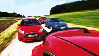 Ford Focus ST, Opel Astra OPC, Renault Mégane RS, VW Scirocco R, Frontansicht