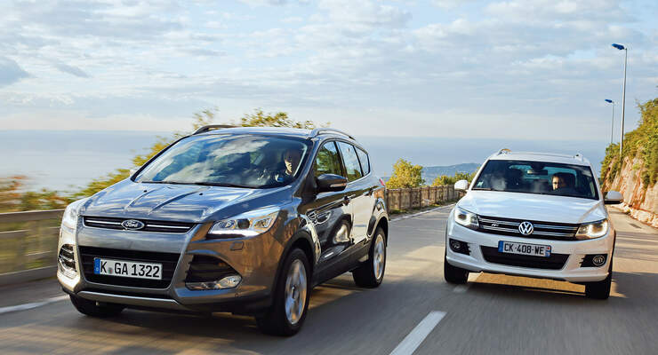 Ford Kuga 2.0 TDCi 4x4, VW Tiguan 2.0 TDI 4Motion, Frontansicht