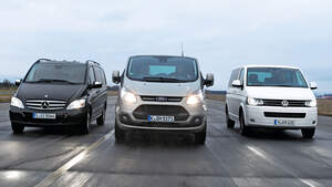 Ford Tourneo Custom, Mercedes Viano 3.0 CDI lang, VW Multivan 2.0 BiTDI