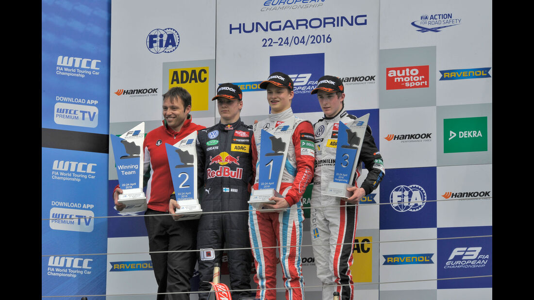 Formel 3-EM 2016 - Ungarn - Hungaroring - Podest - 1. Rennen