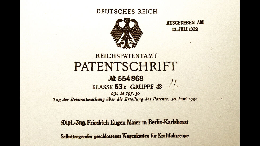 Friedrich Eugen Maier, Patent