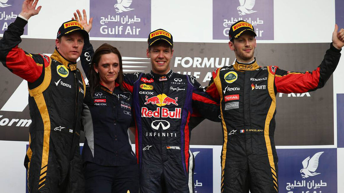 GP Bahrain 2013 Podium Vettel Räikkönen Grosjean