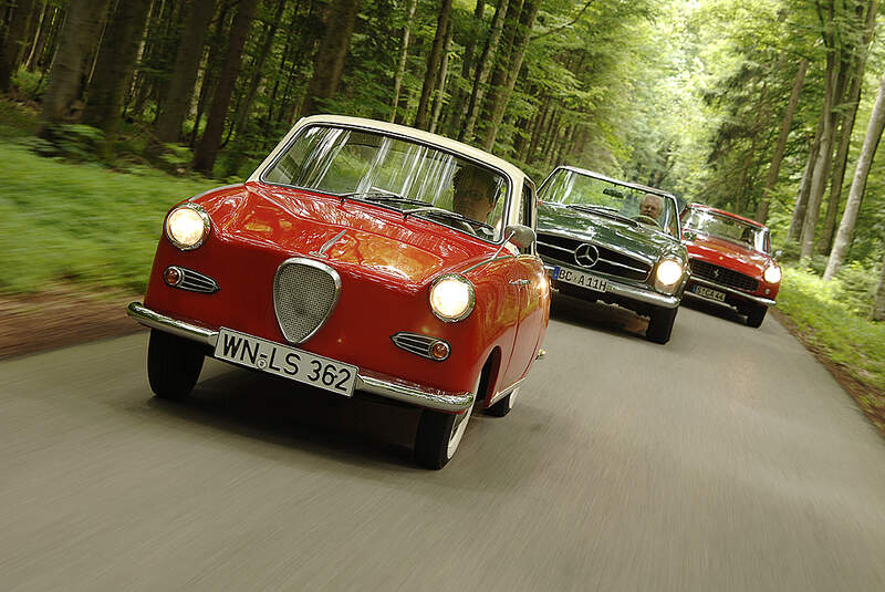 Goggomobil 250, Mercedes-Benz 250 SL und Ferrari 250 GT
