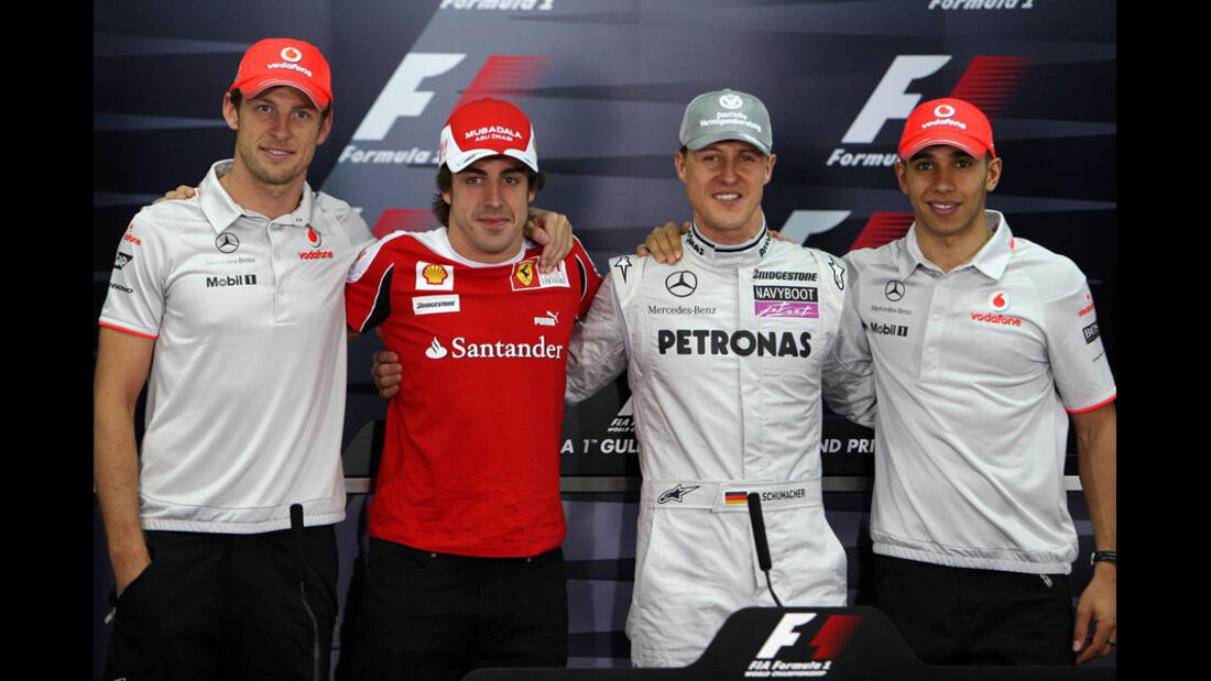 Hamilton, Alonso, Schumacher und Button