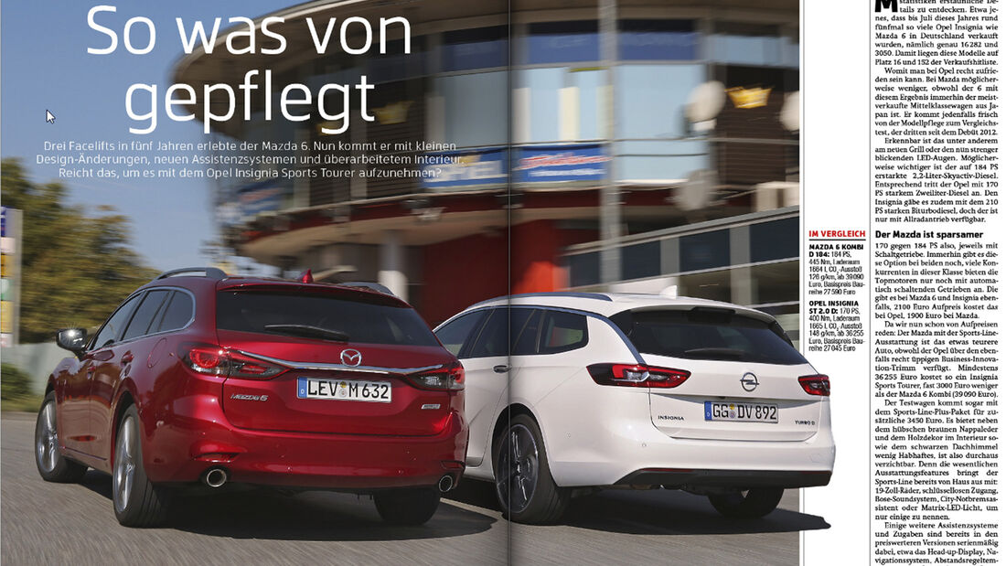 Heftvorschau, Mazda 6 vs Opel Insignia, ams2018