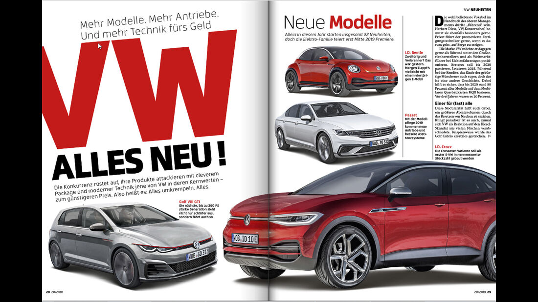 Heftvorschau, Titelgeschichte VW, ams2018