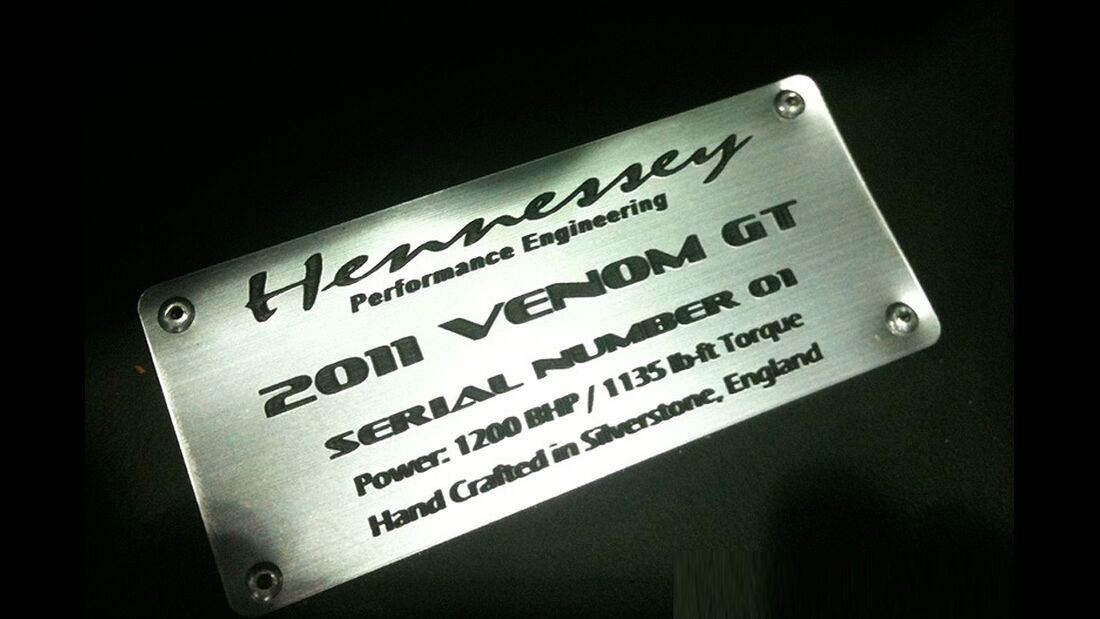 Hennessey Venom GT, Plakette mit Seriennummer