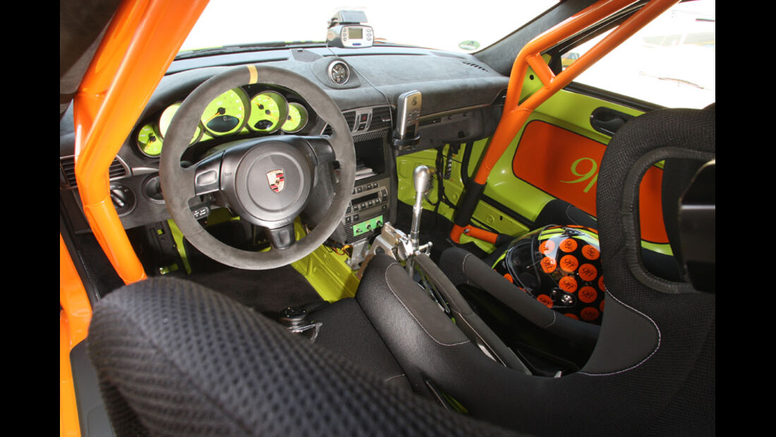 Highspeed-Test, Nardo, ams1511, 391km/h, 9ff Porsche 911 GT3, Cockpit, Lenkrad