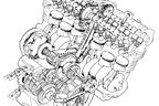 Honda CBX 1000, Zeichnung, Motor