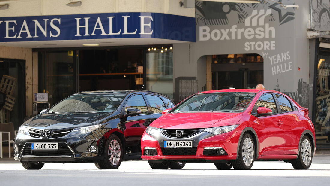 Honda Civic 1.6 i-DTEC, Toyota Auris 2.0 D-4D, Frontansicht