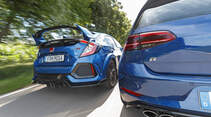 Honda Civic Type R, VW Golf R 2.0 TSI 4 Motion, Exterieur Heck