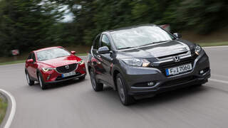 Honda HR-V 1.6 i-DTEC, Mazda CX-3 D 105, Frontansicht