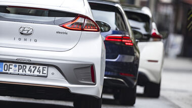 Hyundai Ioniq Elektro, Nissan Leaf, VW e-Golf, Exterieur