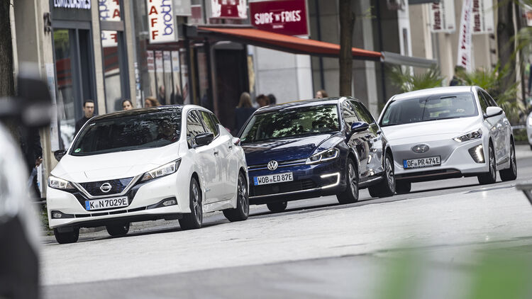 Hyundai Ioniq Elektro, Nissan Leaf, VW e-Golf, Exterieur