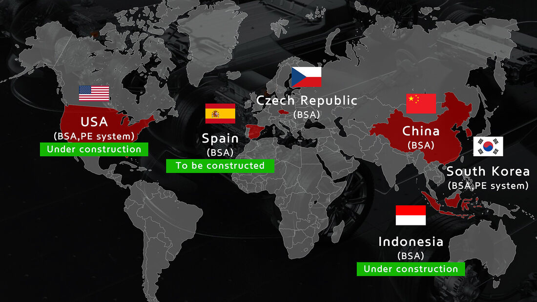 Hyundai Mobis Batteriewerke Übersicht Weltkarte