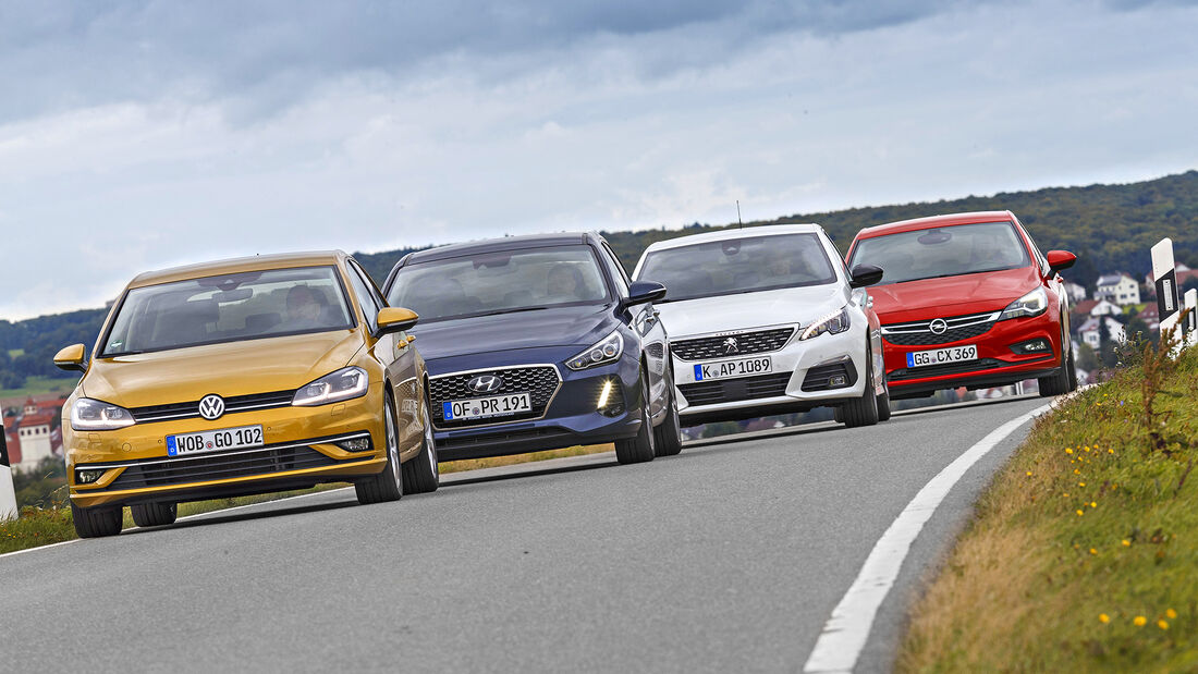 Hyundai i30, Opel Astra, Peugeot 308, VW Golf, Exterieur Front